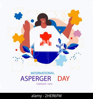 Flat international asperger day illustration Vector illustration. Stock Vector