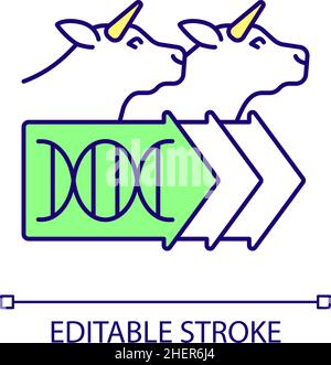 Improving cattle genetics RGB color icon Stock Vector