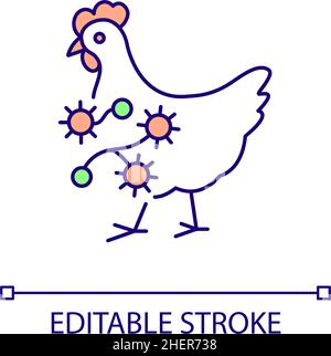 Chicken infected by bacterial disease RGB color icon Stock Vector