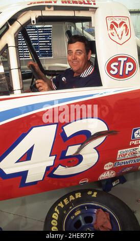 Jimmy Hensley at the Richard Petty Motorsport centre Randleman  North Carolina USA in a 1997 Dodge racing Pick Up truck Stock Photo