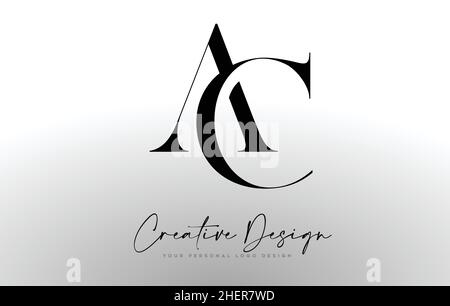 AC Letter Logo Design with Serif Font. AC Icon Logo with united Creative Lettering Minimalist Vector Illustration Stock Vector