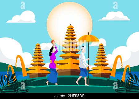 Flat nyepi illustration Vector illustration. Stock Vector