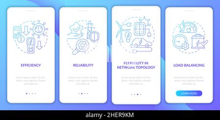 Smart grid features blue gradient onboarding mobile app screen Stock Vector