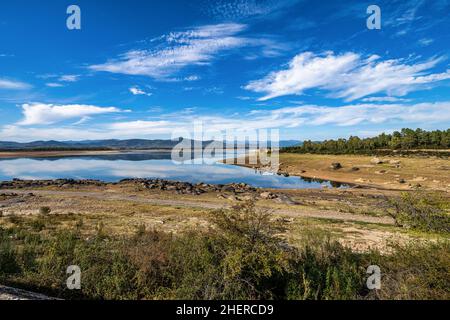 The Gabriel and Galan reservoir, near Granadilla. Extremadura in Spain. Stock Photo