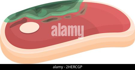 Contaminated steak icon cartoon vector. Virus meat. Food bacteria Stock Vector