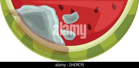 Contaminated watermelon icon cartoon vector. Fruit bacteria. Virus dirty Stock Vector