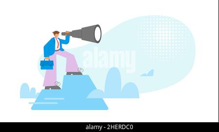 Discover opportunities vector concept. A successful businessman Stock Vector