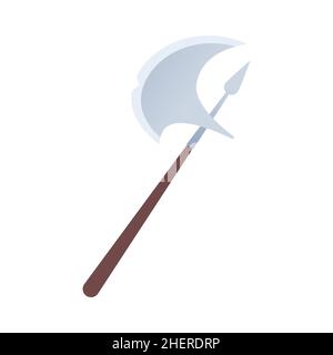 Deadly Ax - modern flat design style single isolated object. Neat detailed image of massive warriors sharp weapon. Medieval era. Suitable for fairy ta Stock Vector
