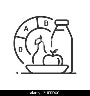 Nutrition - vector line design single isolated icon on white background. High quality black pictogram. Healthy food and correct, systematic approach t Stock Vector