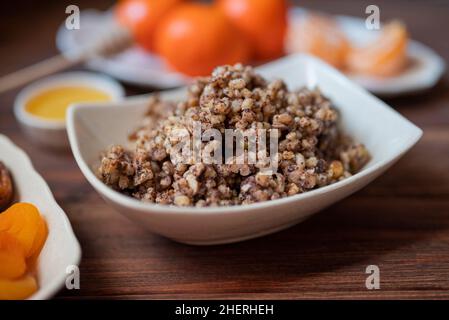 traditional dish kutya groats with fruits and raisins for christmas holiday for dinner Stock Photo