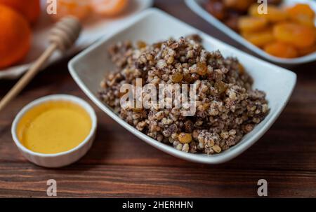 traditional dish kutya groats with fruits and raisins for christmas holiday for dinner Stock Photo