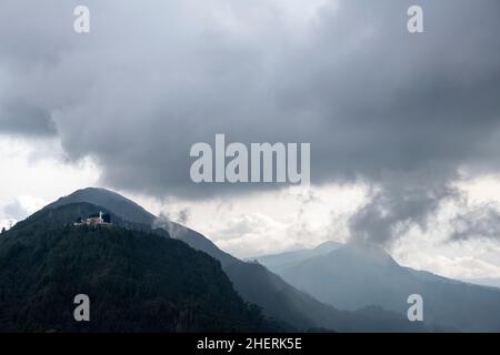 Situated on a hilltop the statue of the vírgen de la inmaculada concepción at the cerro de guadalupe, Bogotá, Bogota, Colombia Stock Photo