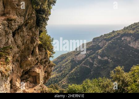 Sentiero degli Dei (Italy), Trekking route from Agerola to Nocelle in Amalfi coast, called 'The Path of the Gods' in Campania, Italy Stock Photo