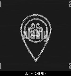Paw vector icon. Pets here pinpoint icon. Pet shop map point sign Stock ...