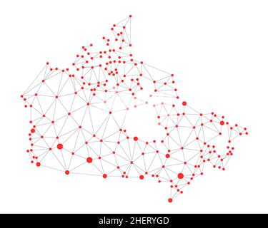 Canada polygonal map. Abstract geometric connected dots vector map. Low poly style. Stock Vector