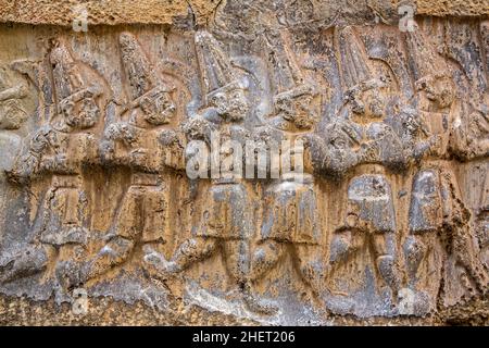 Procession of the Hittite Pantheon, Yazilikaya, Rock Sanctuary of the Hittites, Turkey, Yazilikaya, Turkey Stock Photo