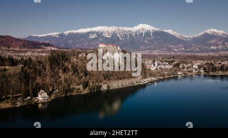 Panorama bled Castle, lake bled, famous landmark Slovenia Stock Photo
