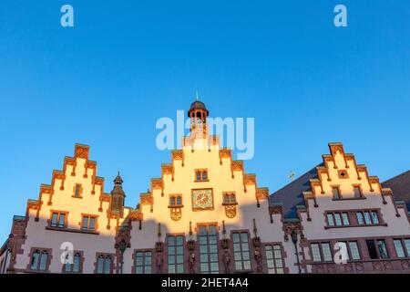 gable of famous town hall at the Roemer in Frankfurt, Germany Stock Photo