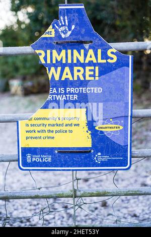 Smartwater crime prevention police sign on street in Sneinton ...