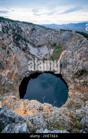 Red lake in April at Imotski, Dalmatia, Croatia Stock Photo