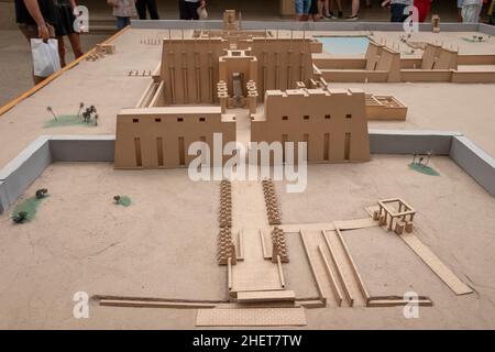 Luxor, Egypt - September 21, 2021: The layout of the temple Karnak in Luxor, Egypt. View of a model of temple complex. Stock Photo
