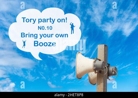 Tory party, Conservative party, gathering, Downing Street garden party, Boris Johnson, lockdown law, rules, sleaze... concept Stock Photo