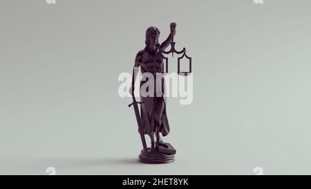 Lady Justice Statue the Personification of the Judicial System Legal Protection Balance Scales Law Black 3d illustration render Stock Photo