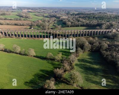 Ouse Valley Viaduct, Sussex, UK Aerial view Stock Photo