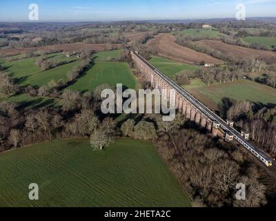 Ouse Valley Viaduct, Sussex, UK Aerial view Stock Photo