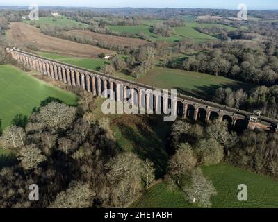 Ouse Valley Viaduct, Sussex, UK Aerial view Stock Photo