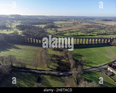 Ouse Valley Viaduct, Sussex, UK Aerial view Stock Photo