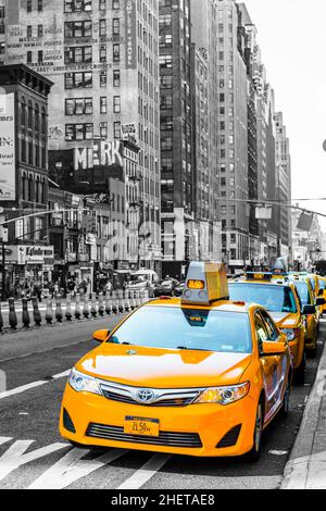 NEW YORK, USA - September 23, 2018: 8th Ave is the most famous street of New York. Manhattan, New York City, USA. Stock Photo