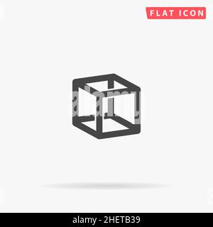 Cube flat vector icon. Hand drawn style design illustrations. Stock Vector