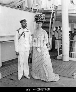 KING GEORGE V and Queen Mary on their voyage to India in 1911. Stock Photo