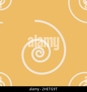 seamless pattern with white spiral on yellow background, abstract pattern in linear style, Flat style illustration for textile. Stock Vector