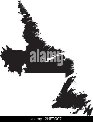 Newfoundland and Labrador Canada Map Black Silhouette. NL, Canadian ...