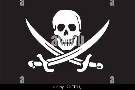 classic jolly roger pirate skull and crossed swords flag torn old ...