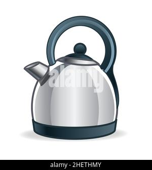 modern metal chrome kitchen kettle cartoon illustration vector isolated on white background Stock Vector