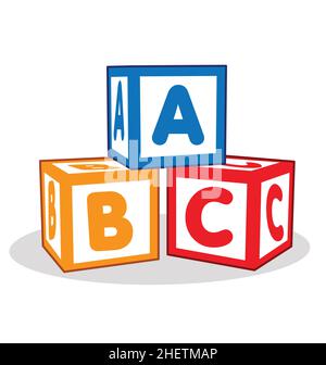 kids childrens abc letter wood wooden educational building blocks vector isolated on white background Stock Vector