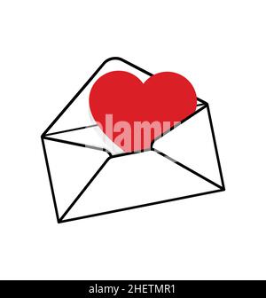 simple open mail valentines love letter envelope with love heart icon vector isolated on white background Stock Vector