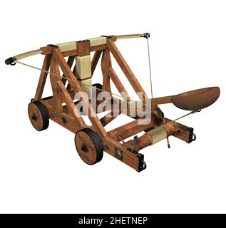 3D Rendering Illustration of an Ancient Catapult desing, Stock Photo