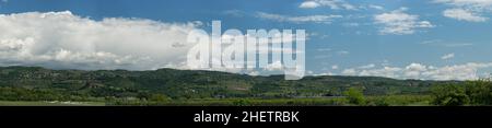 panorama of green hill landscape in italy Stock Photo