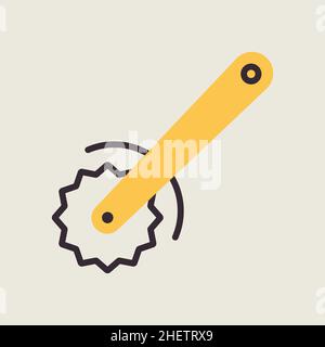 Pizza knife vector color flat icon. Kitchen appliance. Graph symbol for cooking web site design, logo, app, UI Stock Vector