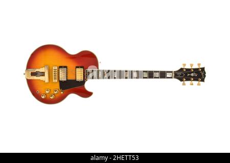 1974-75 Gibson Custom L-5 Sunburst Solid Body Electric Guitar Stock Photo