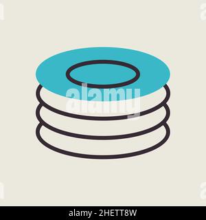 Plates, dishes vector color flat icon. Kitchen appliance. Graph symbol for cooking web site design, logo, app, UI Stock Vector