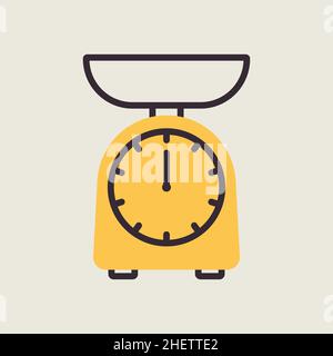 Scales vector color flat icon. Kitchen appliance. Graph symbol for cooking web site design, logo, app, UI Stock Vector
