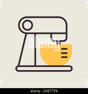 Food processor color flat icon. Mixing. Pureeing foods. Electric kitchen appliance. Graph symbol for cooking web site design, logo, app, UI Stock Vector