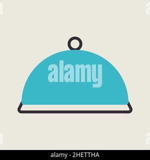 Cloche, food tray vector color flat icon. Kitchen appliance. Graph symbol for cooking web site design, logo, app, UI Stock Vector