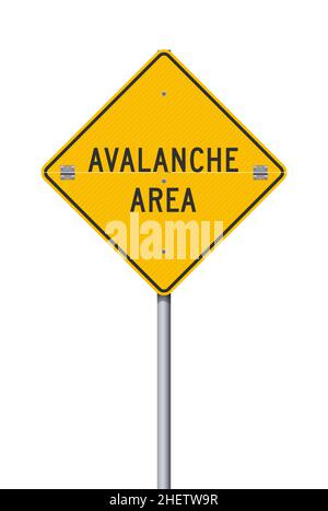Vector illustration of the avalanche area yellow road sign Stock Vector