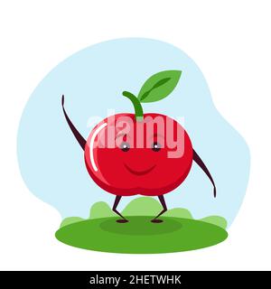 Funny apple character. Vector illustration in cartoon style for children. Stock Vector